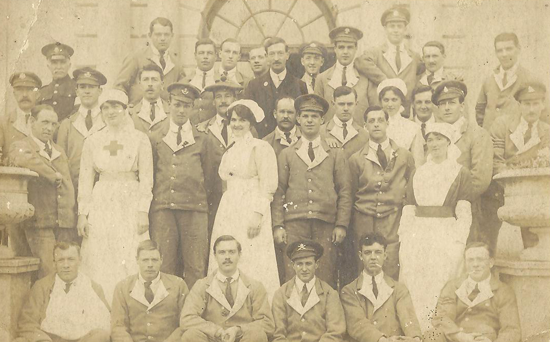 Alfred Oscar Harrage is the man with a moustache and no cap standing over the left shoulder of the nurse with the cross on her chest Alfred Oscar Harrage WW1